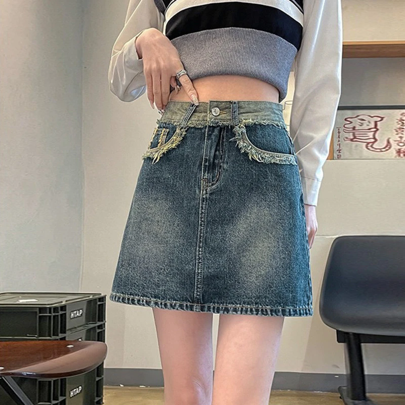 法式修身牛仔裙女设计感小众高腰显瘦短裙夏季新款百搭a字包臀裙