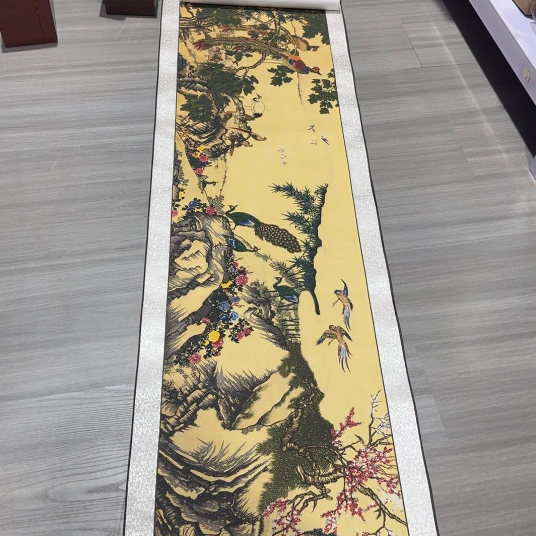 端景台紫檀木类剪纸画 百鸟