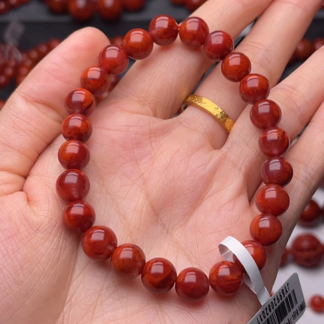 南红玛瑙未镶嵌手链8mm顶品瓦西牛血火焰手串