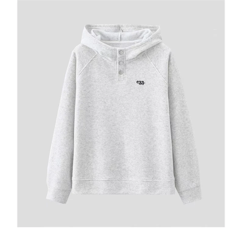 XUXU-「魅力连帽」2025加厚单排扣百搭舒适宽松韩系女卫衣O-Q710