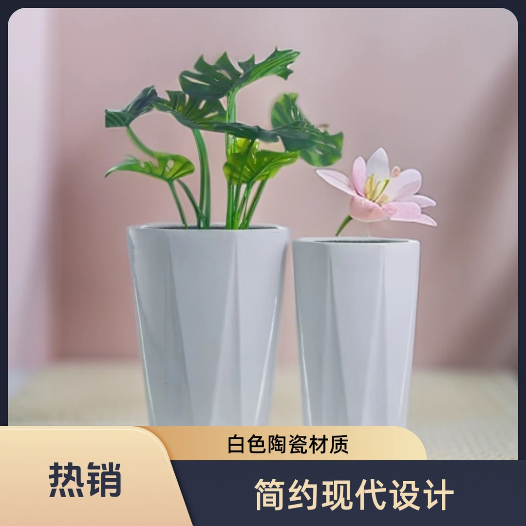 简约直筒陶瓷花盆大号特大号清仓天堂鸟散尾葵夏威夷绿植千年木