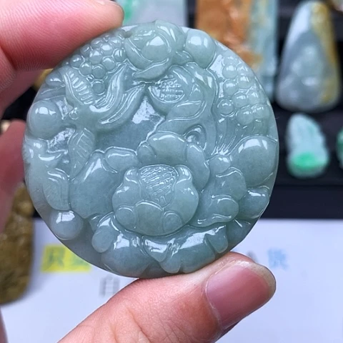 翡翠未镶嵌颈饰缅甸翡翠花开富贵