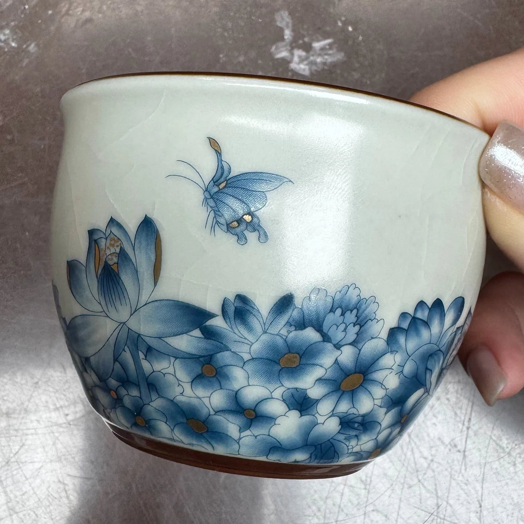 龙窑茶器   黄汝【百花-铜钱缸杯】     5300    （专属）