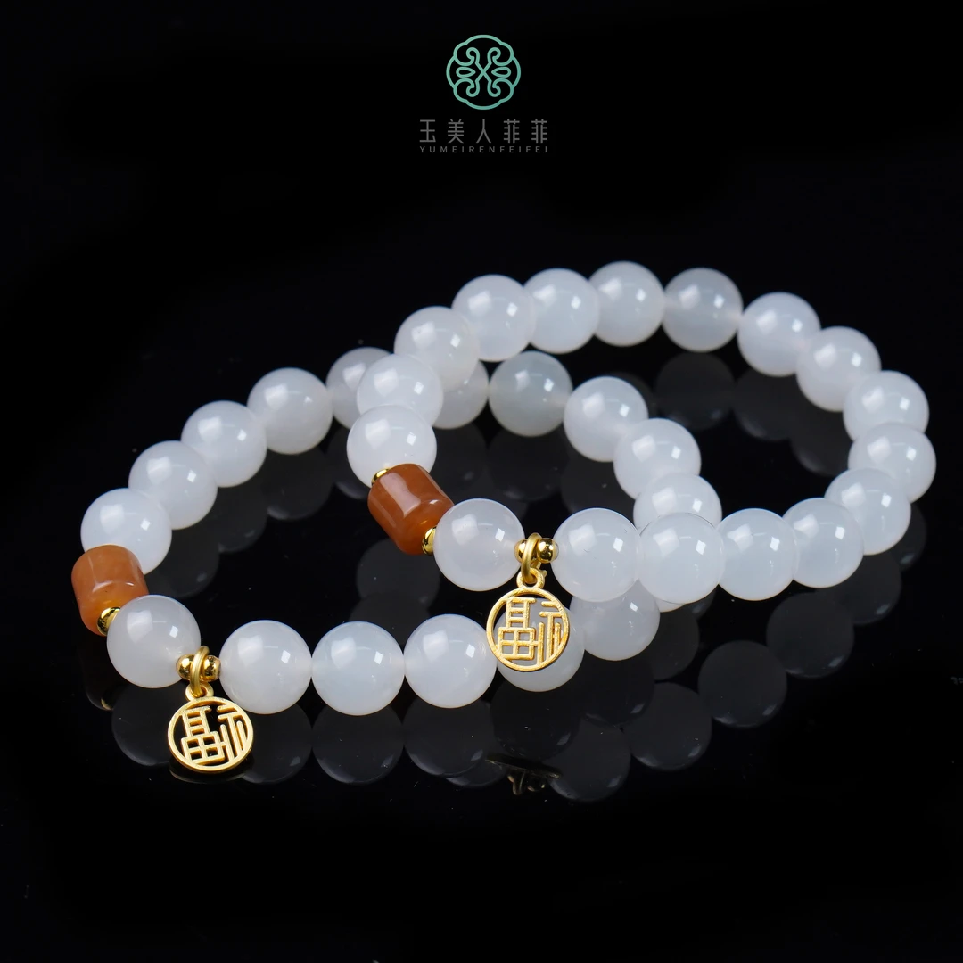 珠光宝气*金丝玉圆珠手串约10mm*多样性发一