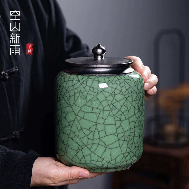 茶叶罐龙泉青瓷密封存储罐陶瓷家用一斤大号通用空罐储茶罐瓷罐