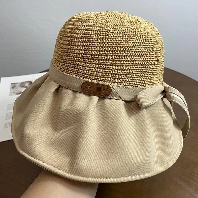 大帽檐遮脸渔夫帽女夏天遮阳帽韩版百搭出游防晒草编太阳帽子薄款