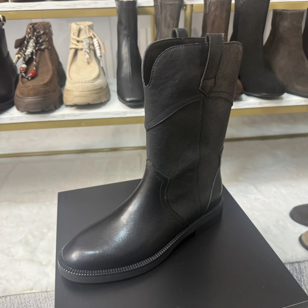 2025新款英伦风西部靴牛仔靴复古中靴时装靴女靴子Z0521