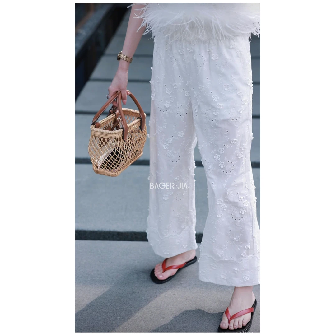 29-【花朵裤】宝儿家含幂BC75425103仙女风立体手工绣花休闲裤