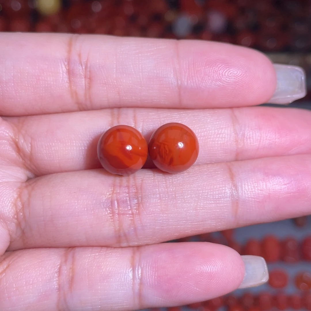 茗***茶未镶嵌火焰圆珠南红玛瑙