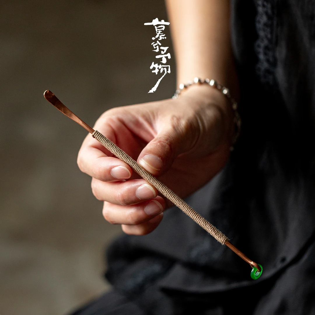 慕兮紫铜藤编茶拨新中式复古茶拨精致茶勺功夫茶道配件
