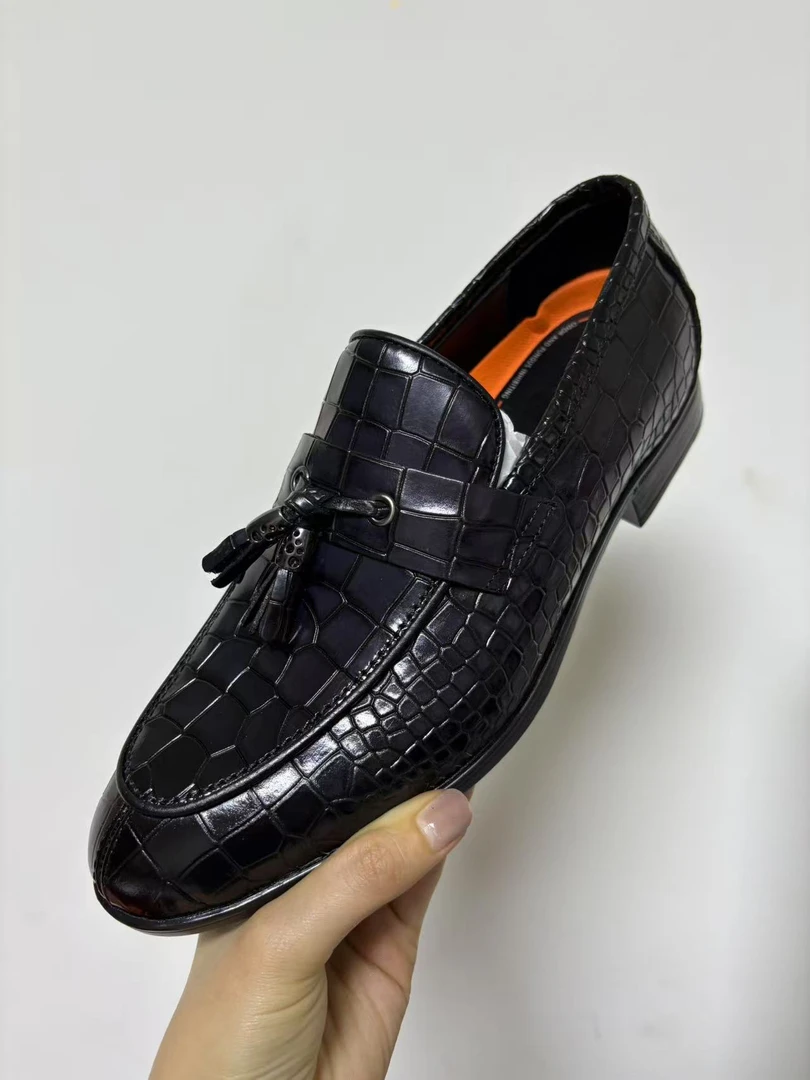 透气英伦一脚蹬休闲皮鞋皮鞋固特异平跟正装