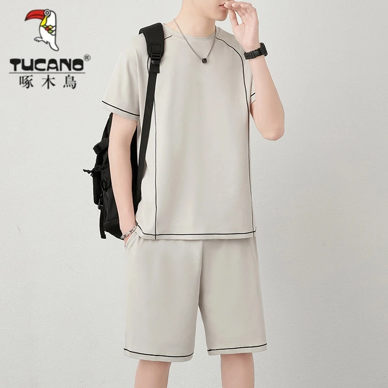TUCANO/啄木鳥夏季薄款男士休闲套装圆领潮流韩版运动透气纯色时