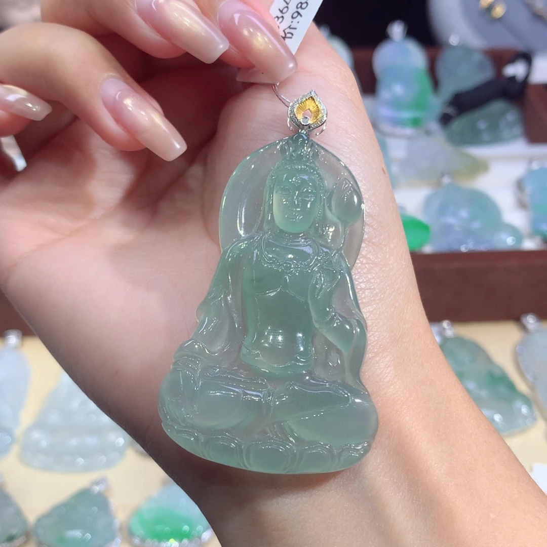 吊坠(不含链)18K金镶嵌翡翠