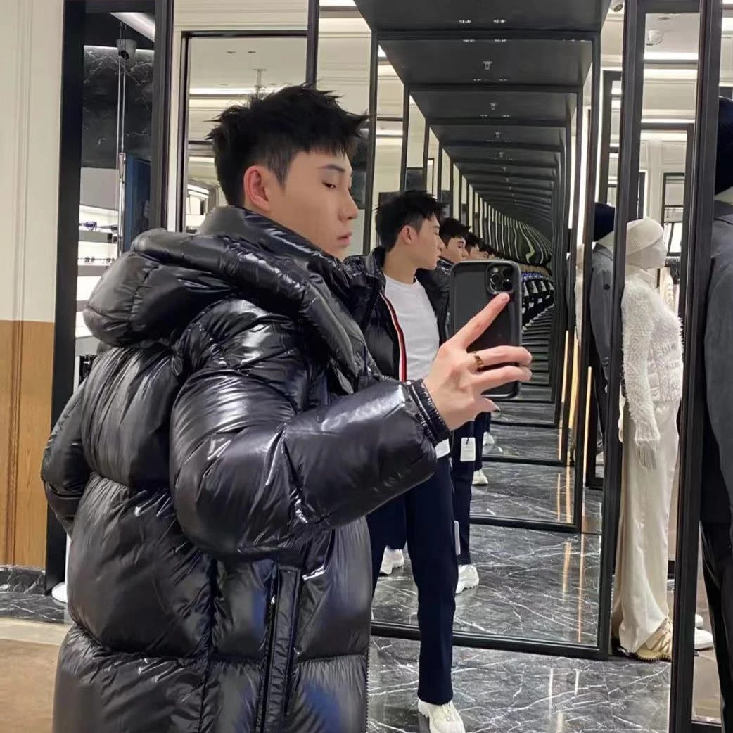 MK正版经典双拉链三彩条纹羽绒服时尚百搭羽绒服A3