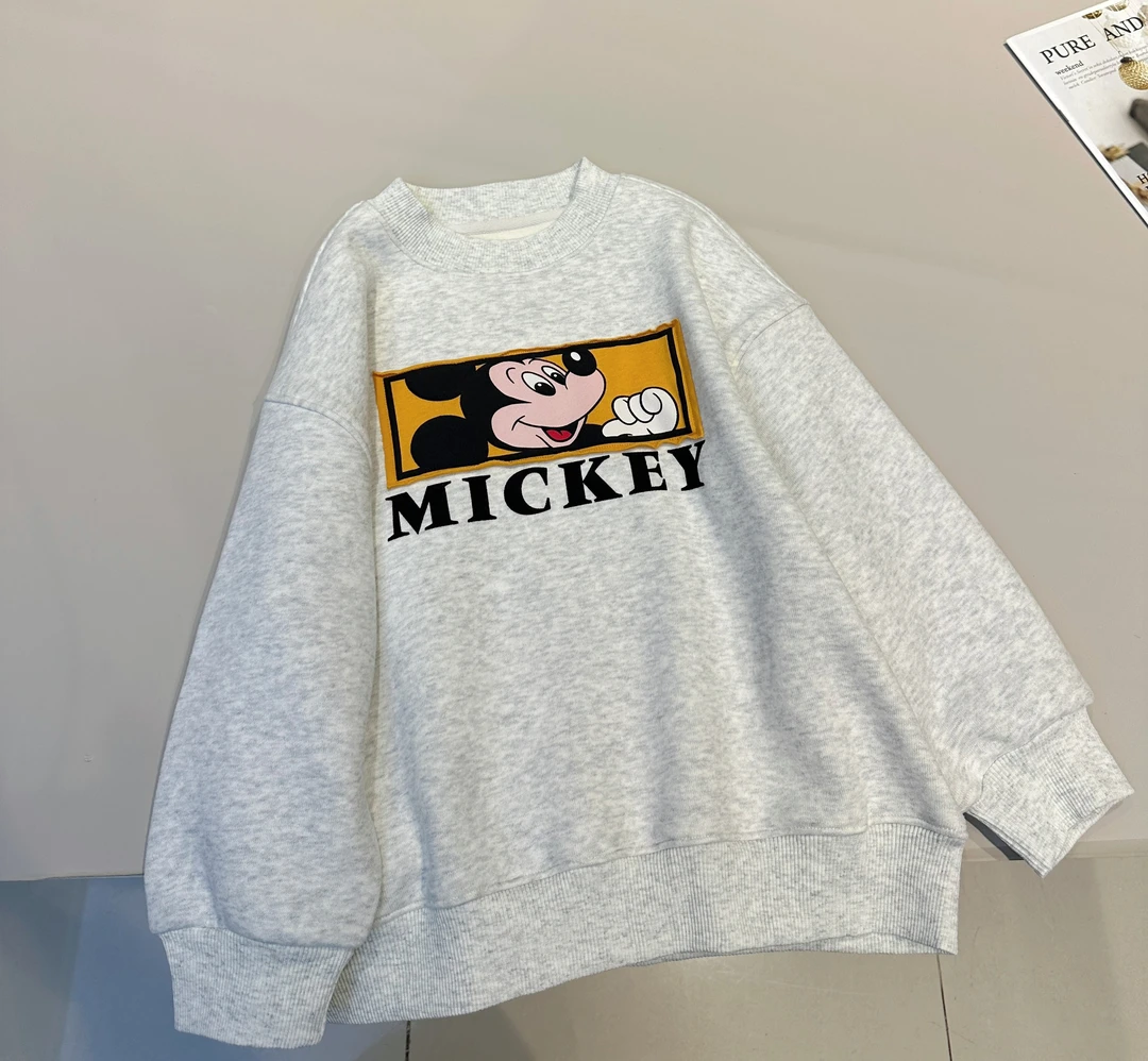 儿童冬装韩范舒适加绒一体绒卡通印花卫衣中大童上衣    25695