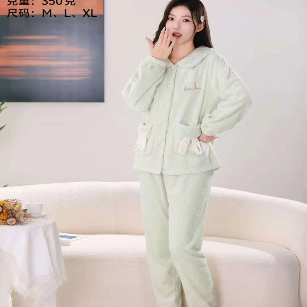 92631女款法兰绒女士家居服加绒休闲时尚居家