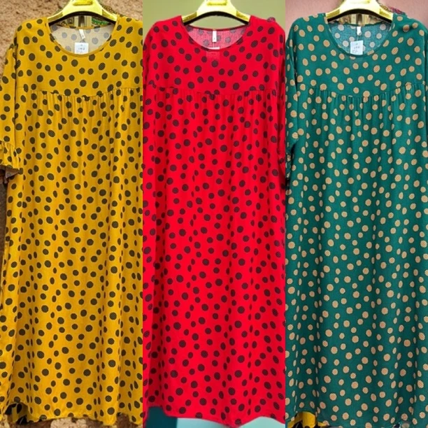 （新疆包邮）打底宽松中袖碎花连衣裙百搭时尚洋气夏季款家居服波点