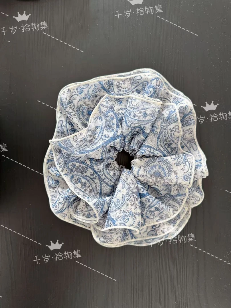 青花瓷法式手工大号发圈（134）