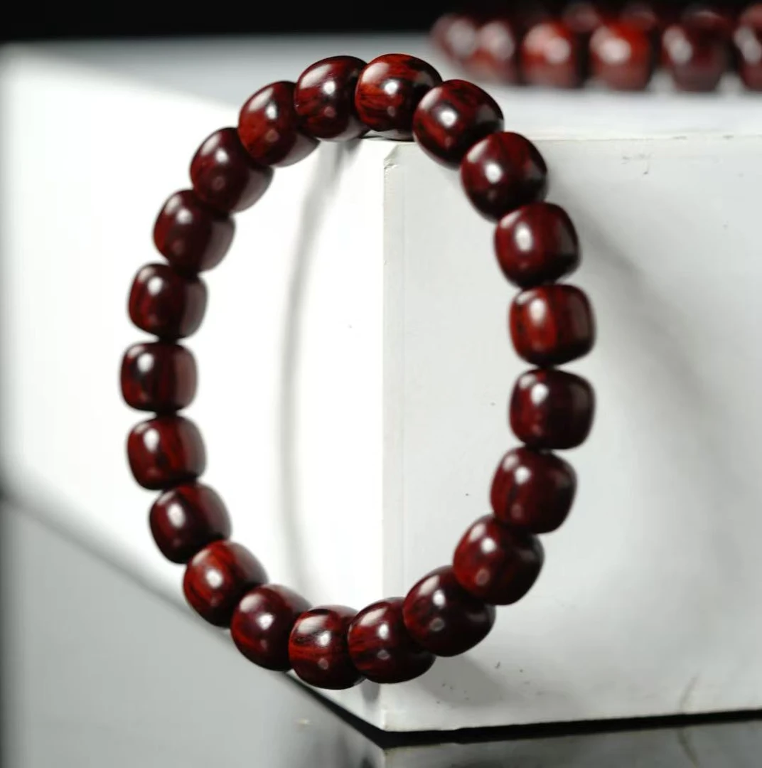 【珊木居】QT756JY 海南红降9*10超精工老型珠单圈手串