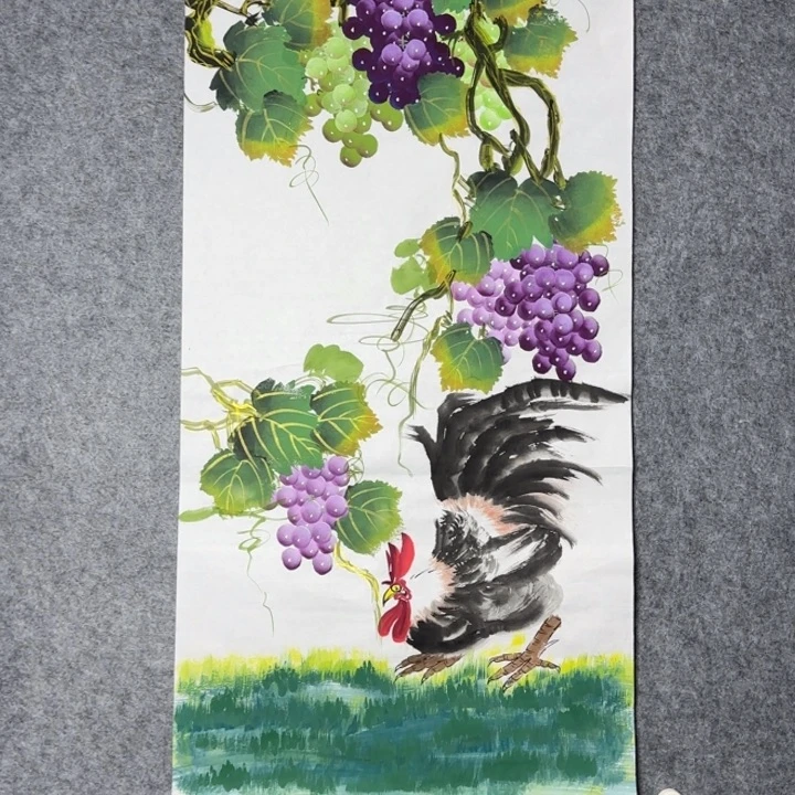 国画手绘国风葡萄画作