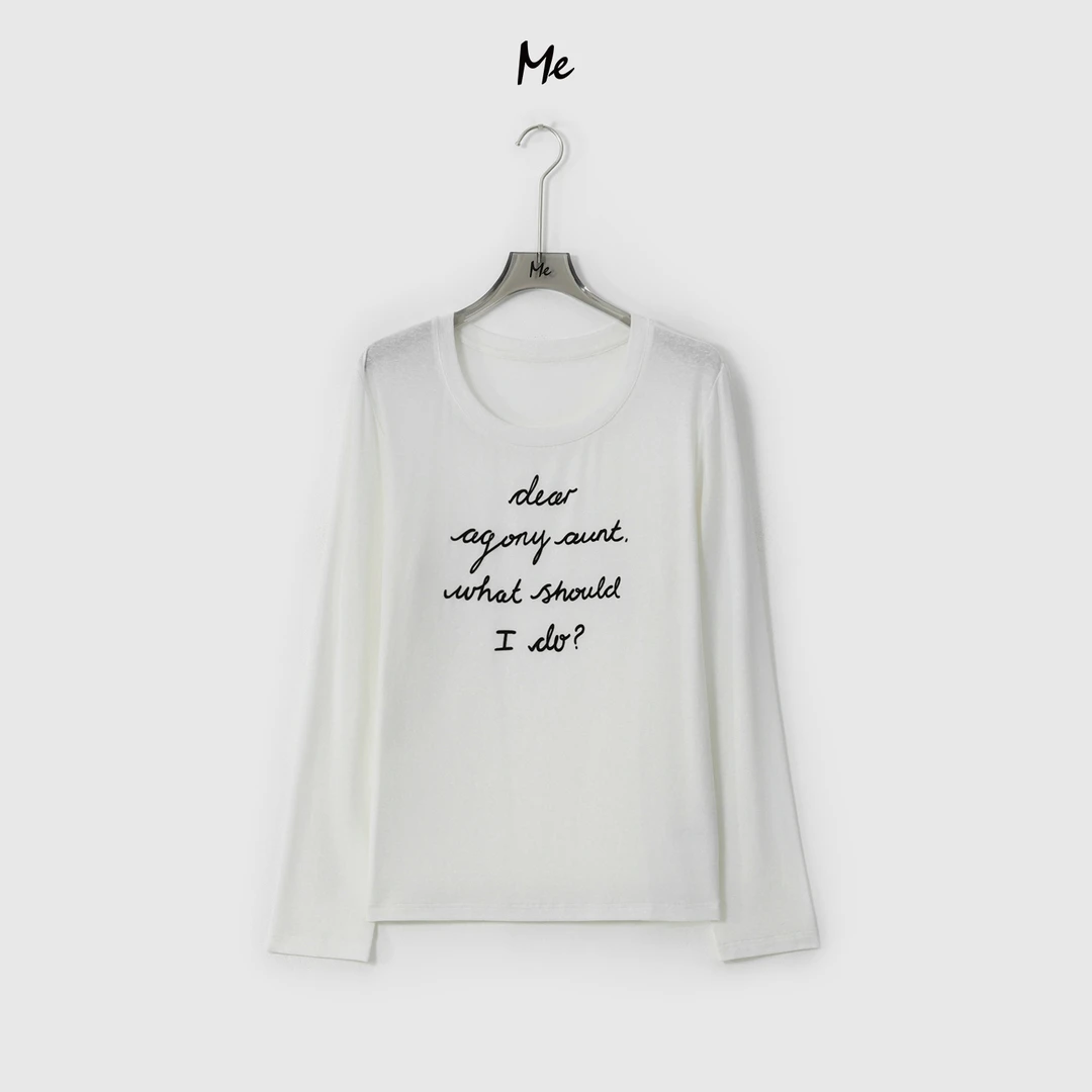 ME【书信防晒衫】天丝亚麻混纺慵懒3D字母刺绣百搭时尚T恤MESA0127