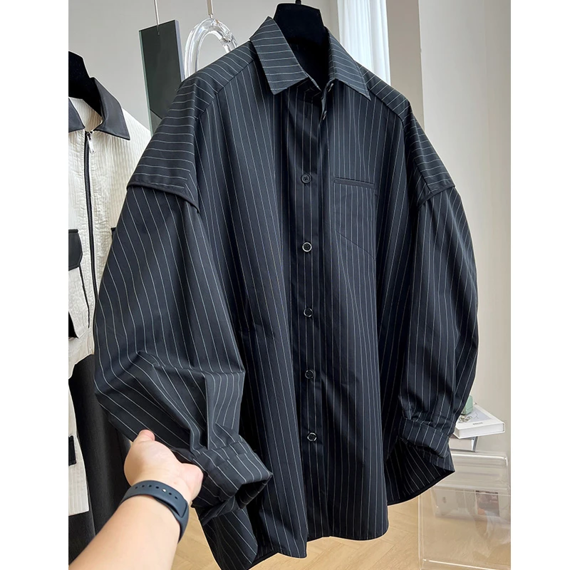 春秋大码长袖条纹衬衫上衣女装设计感别致小众衬衣休闲百搭潮流爆