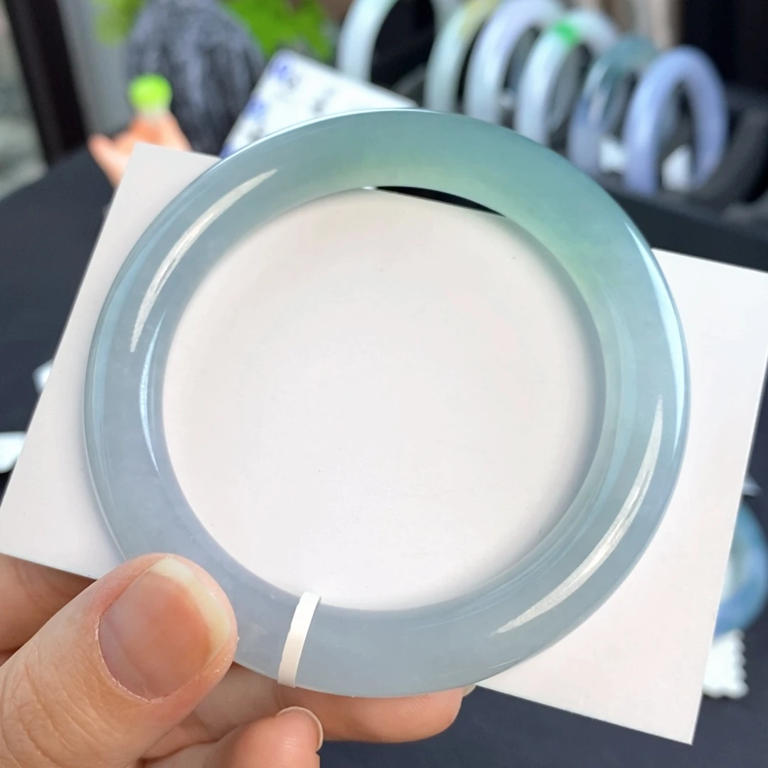 翡翠未镶嵌手镯冰半山水56