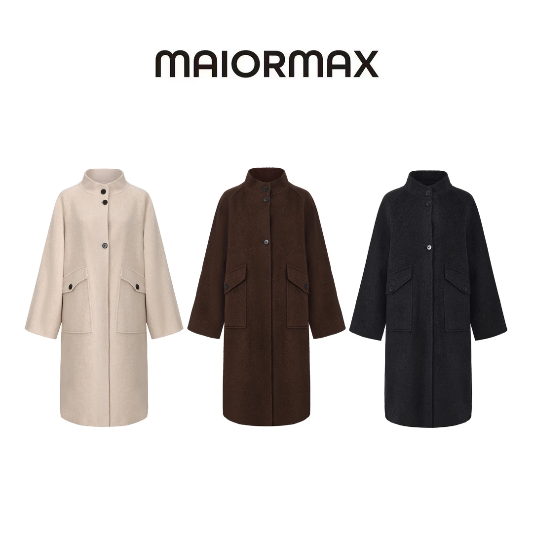 【夜色巴黎】2025秋冬新款爆款立领单排6粒扣长款双面毛呢羊毛大衣