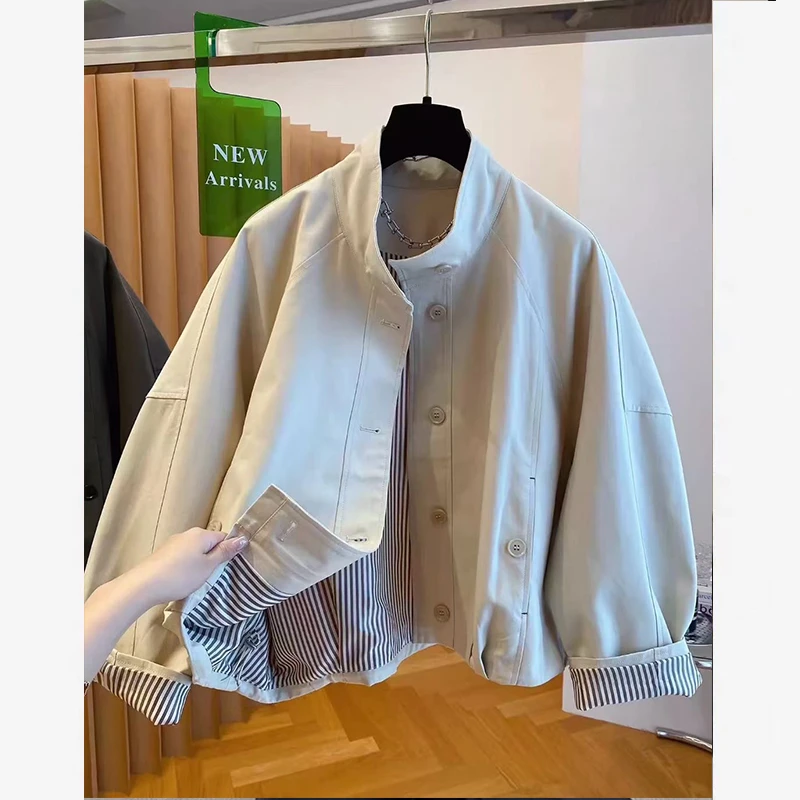 高级韩系立领工装外套女秋季港风休闲流行爆款夹克上衣DA2575