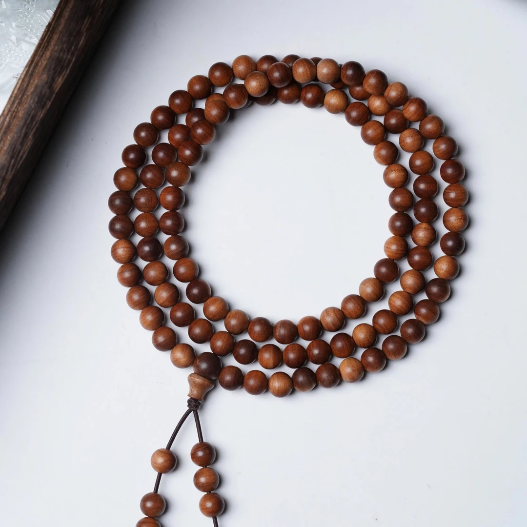 小云端印度老山檀香 横纹黑肉圆珠108颗 精工手串  泷见堂出品