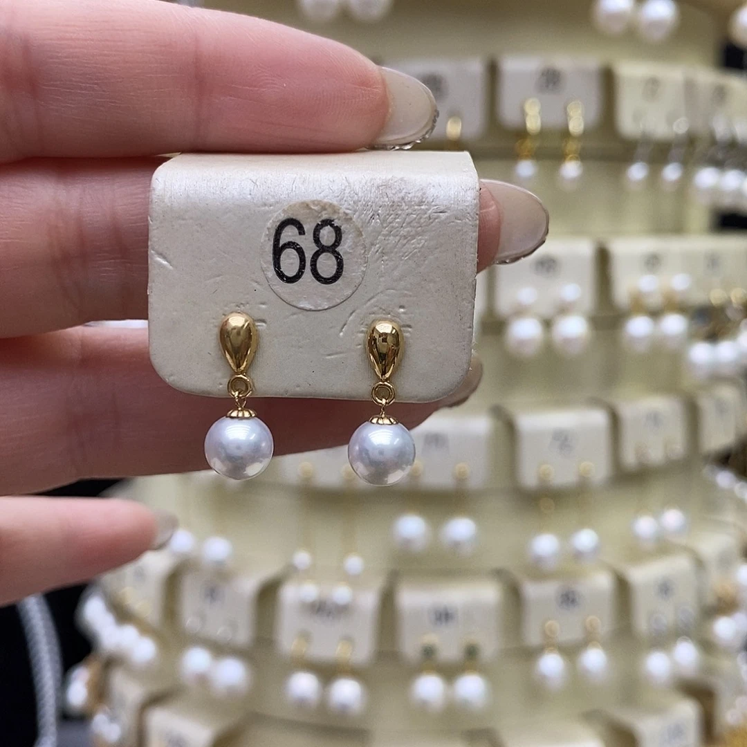 淡水珍珠耳饰18K金镶嵌