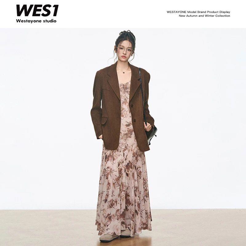 9.6新品 WESTAYONE 麂皮绒西装外套女+设计感连衣裙