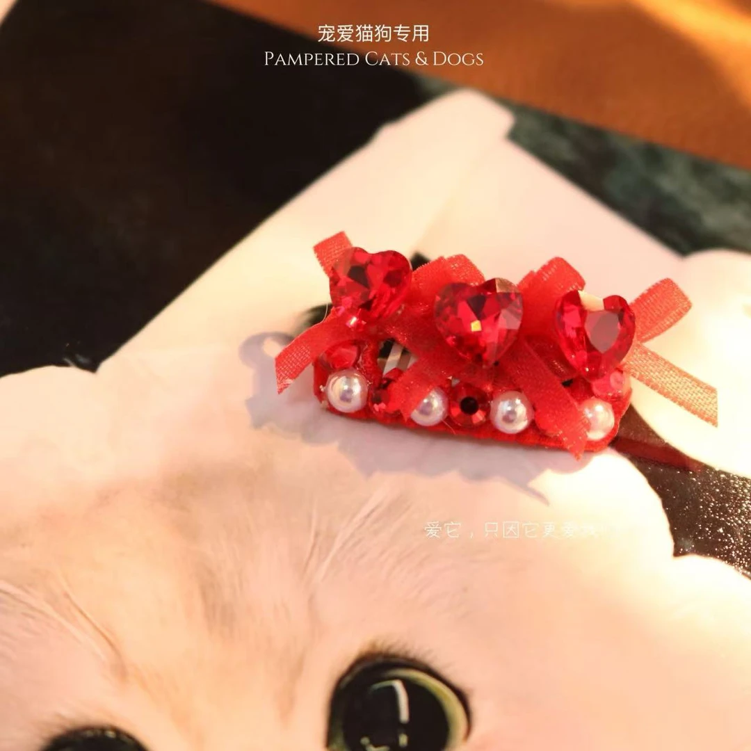 少女风宠物猫狗专用头饰贝克夏西施布偶等超轻不掉手工A073