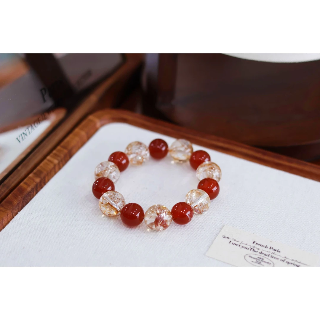 【双旦同庆】金箔胶花手串diy玛瑙配饰