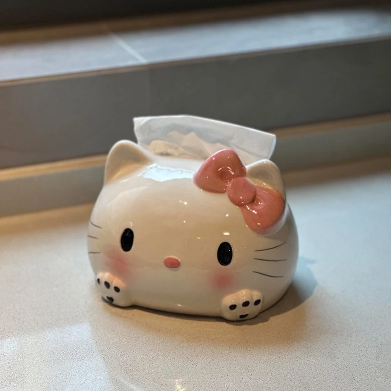 Kitty猫纸巾盒卫生间客厅家用高档桌面抽纸盒装饰可爱摆件收纳ZX
