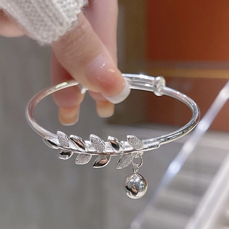 足银手镯 麦穗推拉手镯【S-1032】