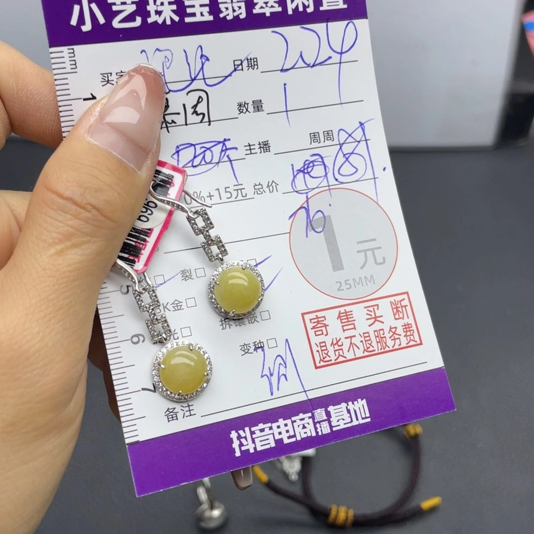 翡翠耳饰银S925镶嵌泡****～耳饰