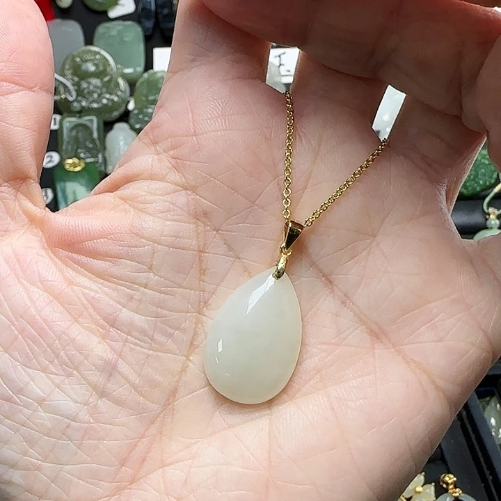 和田玉银S925镶嵌吊坠(赠链)