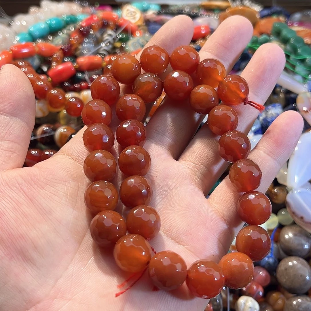 玛瑙/玉髓合金珠宝半成品玛瑙刻面一条14mm