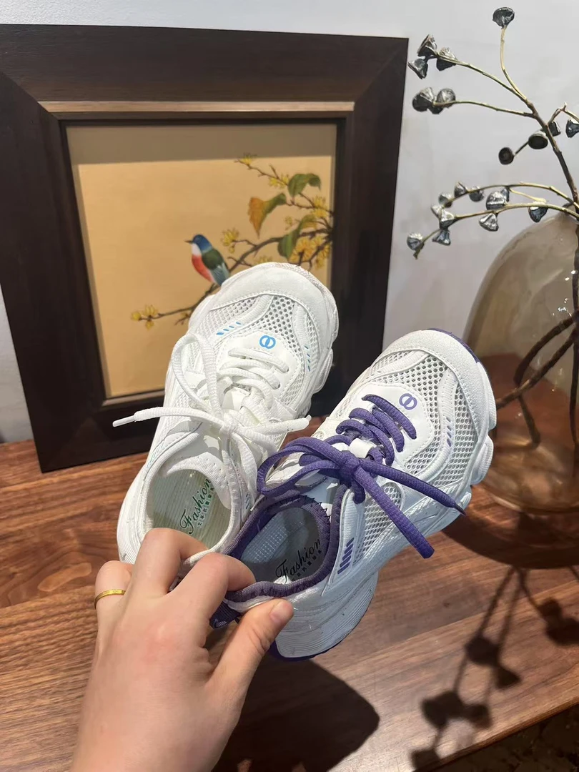 儿童夏季时尚户外运动单网老爹鞋厚底透气运动鞋网面网鞋童鞋鞋子