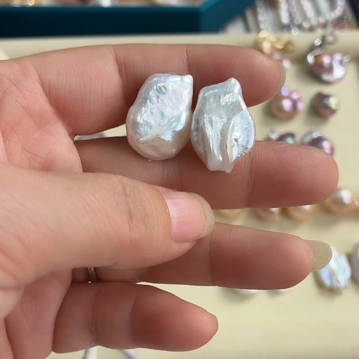 暖***暖耳饰淡水珍珠银S925镶嵌