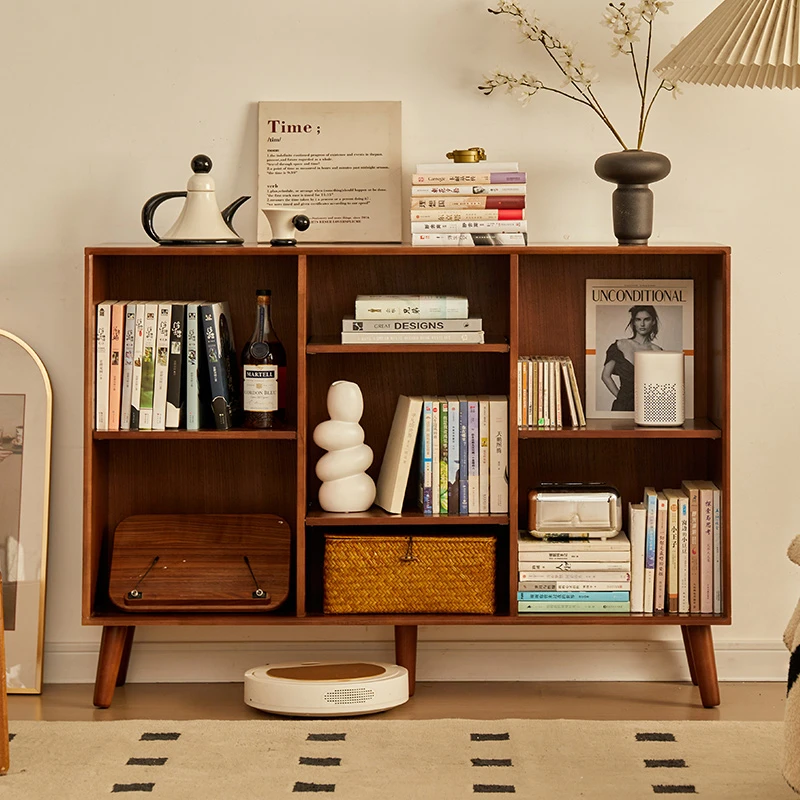 实木书柜组合书架客厅家用收纳置物架格子落地儿童简约日式北欧