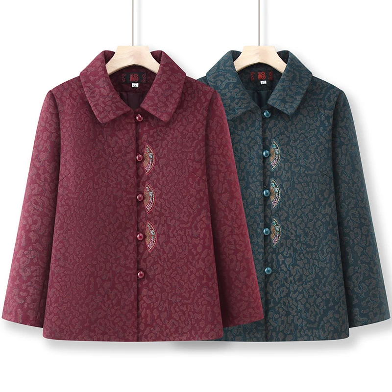 F155 妈妈装春秋款外套中老年纽扣开衫上衣外套奶奶气质显瘦外套