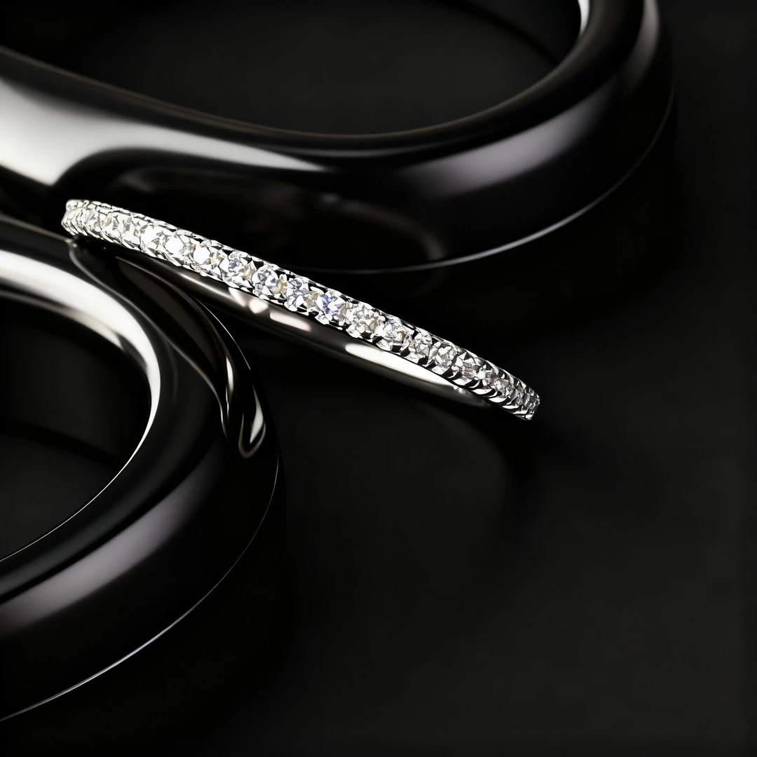 925银戒指 ｜时尚个性排钻戒指满钻素圈轻奢指环 多样性发其一