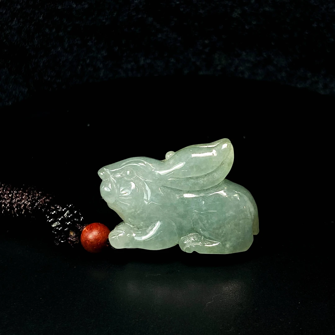 RX6天然缅甸A货翡翠绿胶兔子吊坠/085293/北京中保拍卖