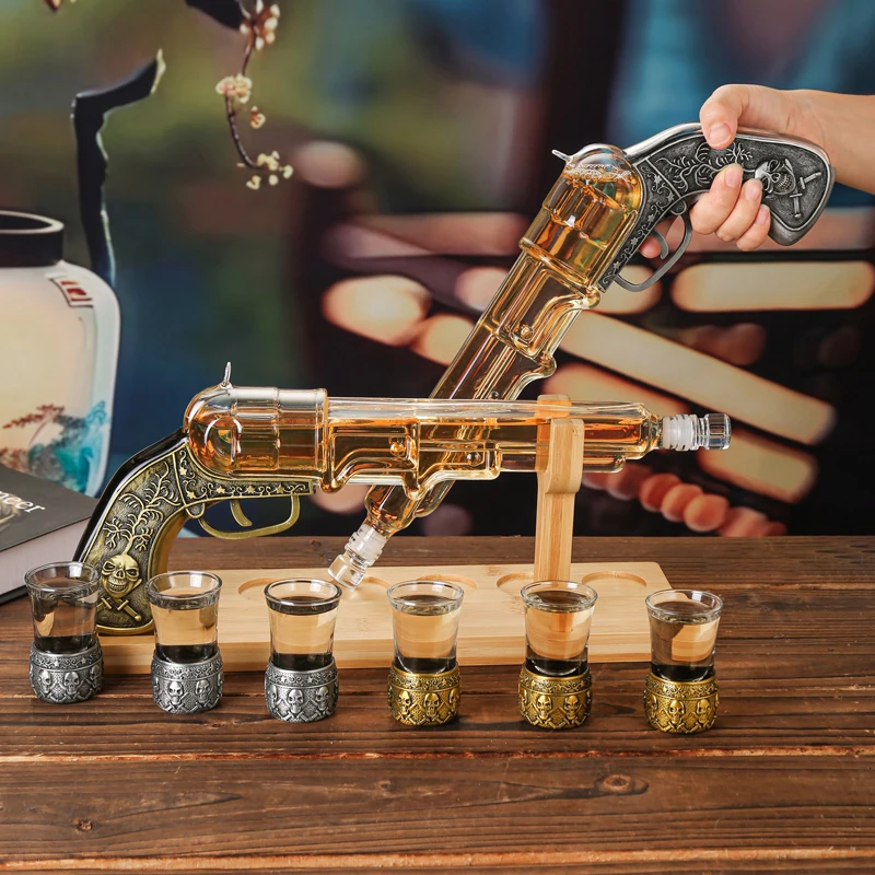 个性创意酒具威士忌酒瓶洋酒杯霰弹枪酒瓶家用酒吧吧台摆件礼盒装