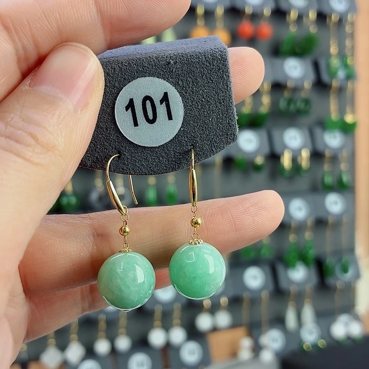 翡翠18K金镶嵌耳饰