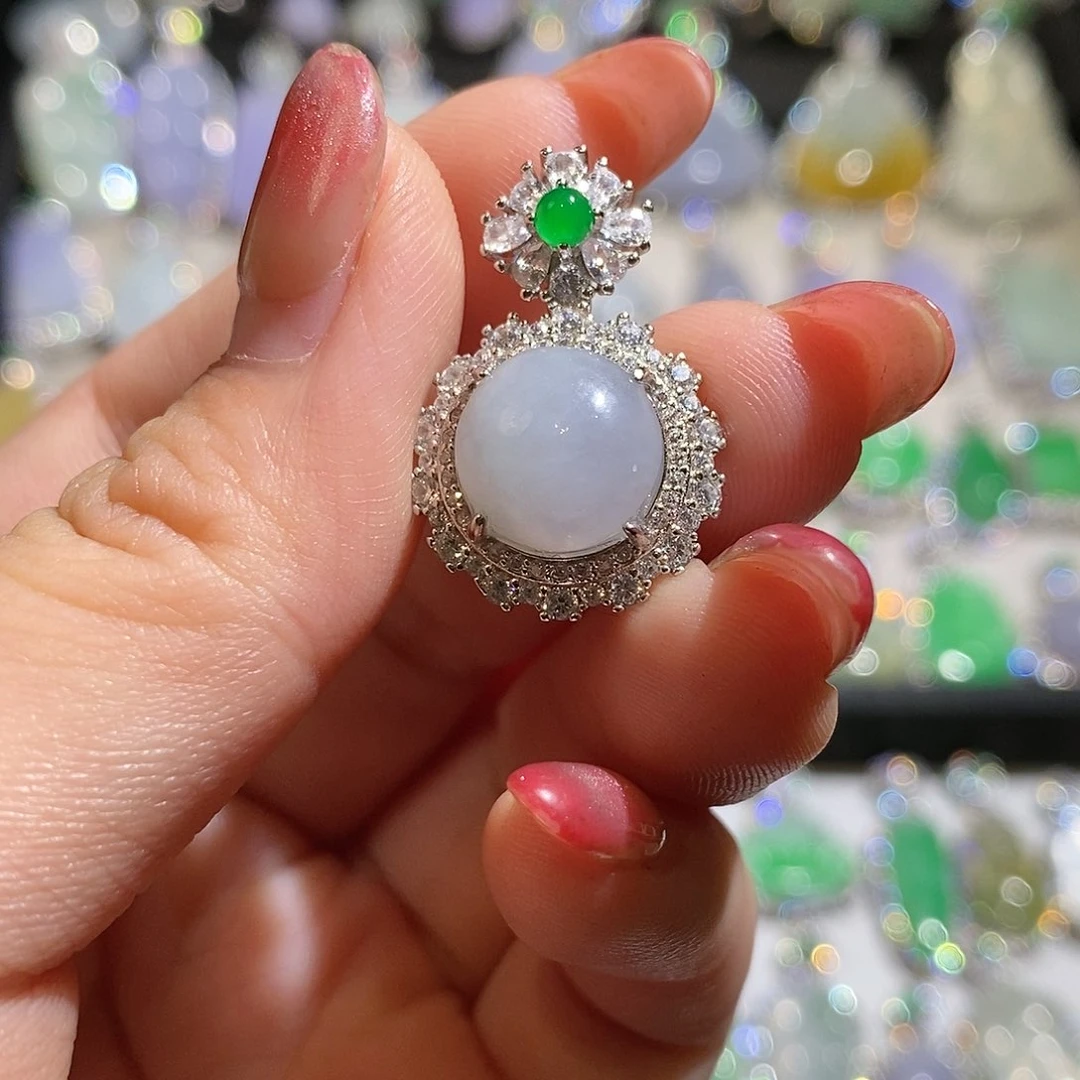 翡翠银S925镶嵌颈饰天然翡翠