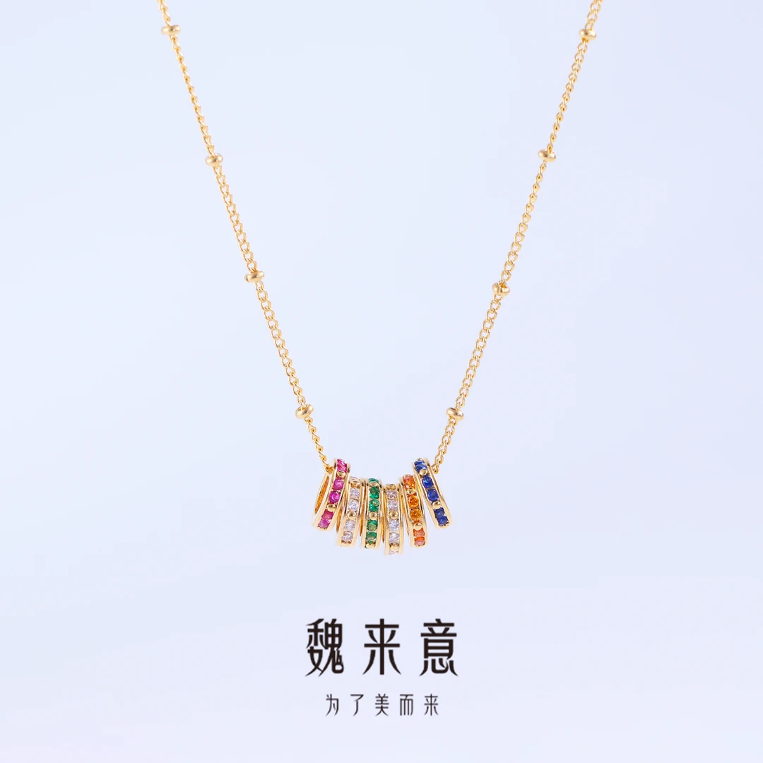 【魏来意】镀K金 环环相扣项链-1*2mm