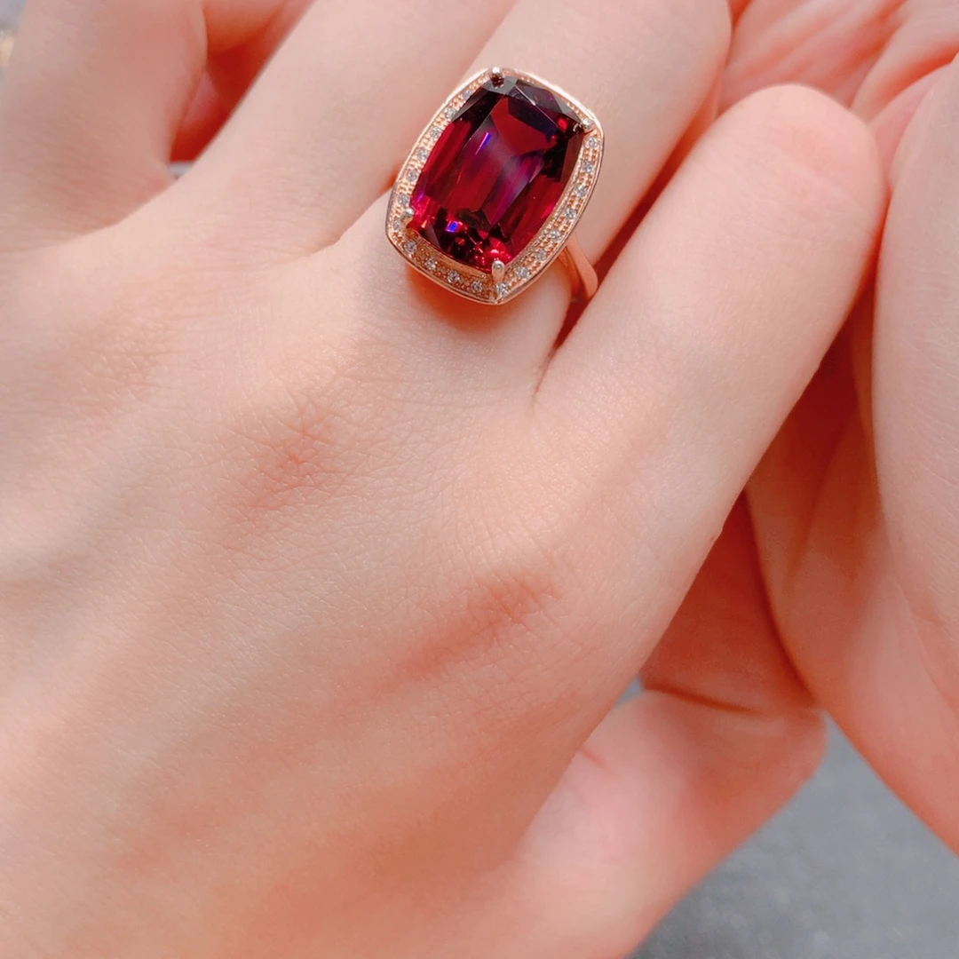 石榴石戒指银S925镶嵌